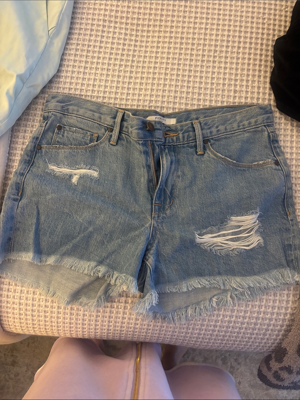 Fidelity Light Blue Distressed Denim Cutoff Shorts